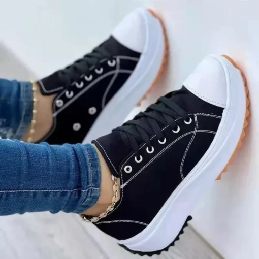 2023 New Fashion Summer Women Casual Shoes Plus Size Sneakers For Women Platform Sport Shoes Female Lace up Tennis Shoes Size 43 - Image 2