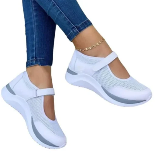 Round Head Knitted Women's Thick Sole Single Shoes Women's Large Size 36-43 Grid Casual Women's Shoes Sneakers Women - Image 5