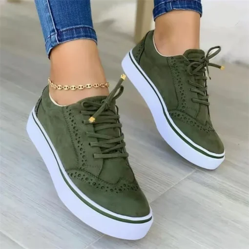 2023 New Women's Low-top Vulcanized Shoes Round Toe Casual Shoes Flat Shoes Lace-up Walking Shoes Women Versatile Comfortable - Image 6