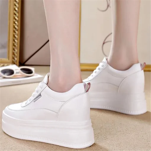 New Spring Autumn White Hidden Wedge Heels Casual Shoes Woman 9CM Platform Shoes Elevator High-heels Walking Sneakers Women 2023 - Image 6