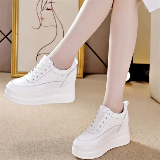 New Spring Autumn White Hidden Wedge Heels Casual Shoes Woman 9CM Platform Shoes Elevator High-heels Walking Sneakers Women 2023 - Image 5