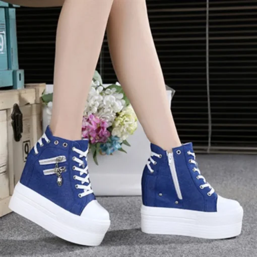 NEW Classic Hidden Heels Platform Sneakers Women's Breathable Wedge Canvas Shoes Woman Casual Ladies Boots Autumn Zapatos Mujer - Image 4