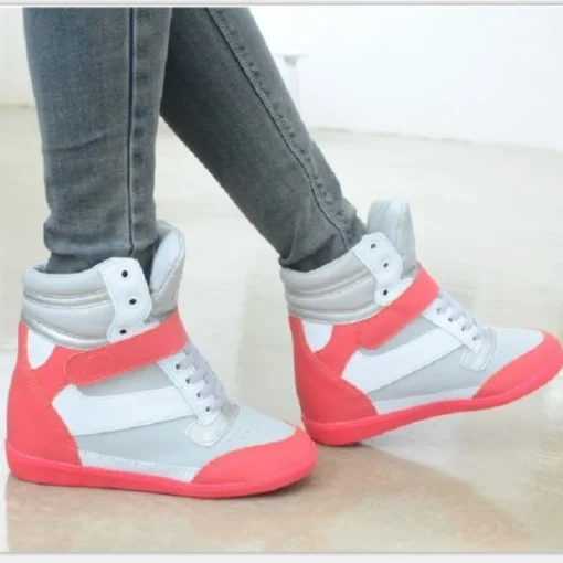 2023 Autumn Designer Wedges White Platform Sneakers Women Shoes Leather Black High Top Sneakers Hidden Increasing Basket Femme - Image 4