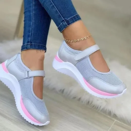 Round Head Knitted Women's Thick Sole Single Shoes Women's Large Size 36-43 Grid Casual Women's Shoes Sneakers Women - Image 4