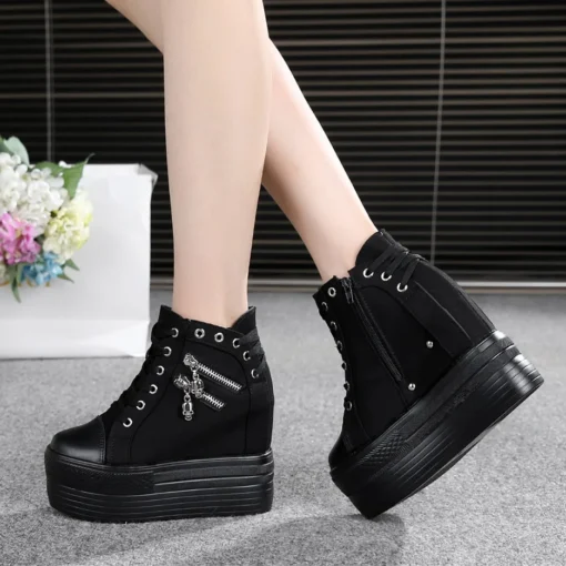 NEW Classic Hidden Heels Platform Sneakers Women's Breathable Wedge Canvas Shoes Woman Casual Ladies Boots Autumn Zapatos Mujer - Image 6