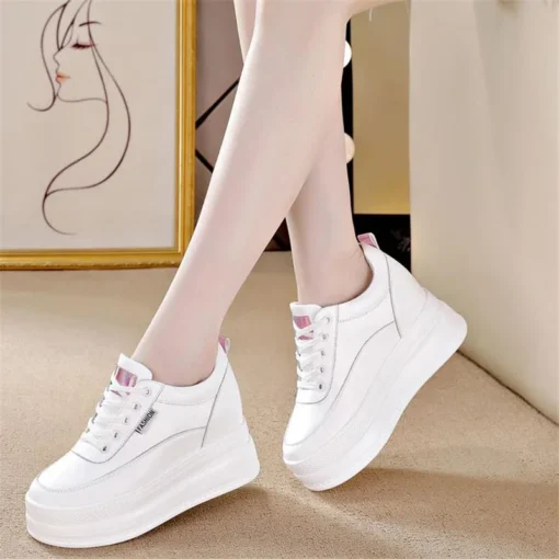 New Spring Autumn White Hidden Wedge Heels Casual Shoes Woman 9CM Platform Shoes Elevator High-heels Walking Sneakers Women 2023 - Image 3