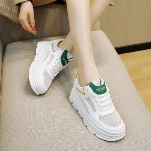 White Sneakers Women Summer Sports Tennis Hidden Heel Running Shoes Woman Comfort Athletic Trainers Thick Sole Sneaker Footwear - Image 6