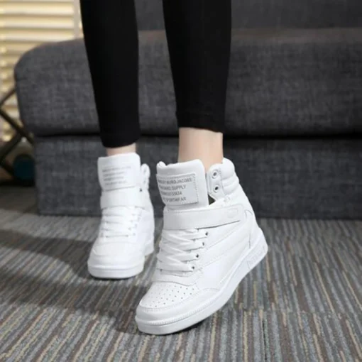 2023 Autumn Designer Wedges White Platform Sneakers Women Shoes Leather Black High Top Sneakers Hidden Increasing Basket Femme