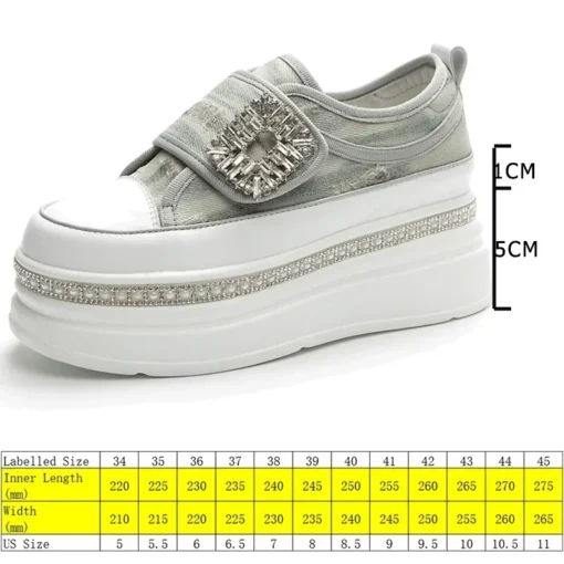 Fujin 6cm Denim Platform Wedge Genuine Leather Casual Spring Summer Autumn Comfy High Brand Chunky Sneakers Hidden Heels Shoes - Image 2